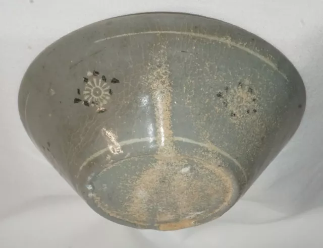 14C Korean Koryo Inlaid Pottery Bowl Celadon Glazed w. Floral Designs (JSt)1 3