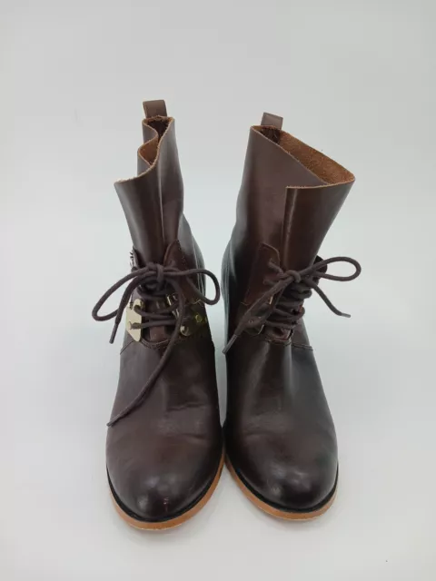 Kensie Womens Chase Lace Up Brown Ankle Boots Size 8.5M