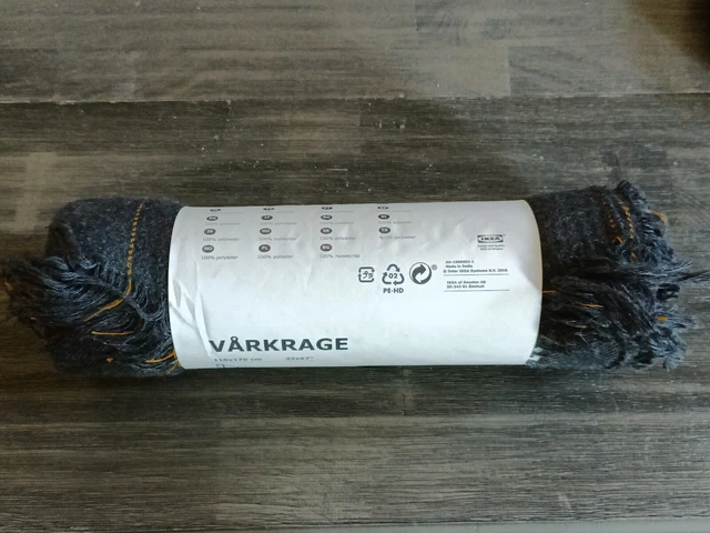 Ikea Varkrage Navy Blue Plaid Throw Blanket