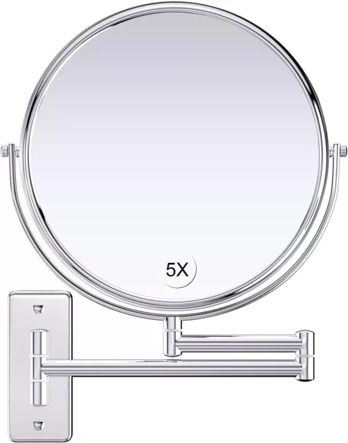 Gospire Upgraded 9-Inch Enlarged Wall Mount Makeup Mirror with 5X Magnification