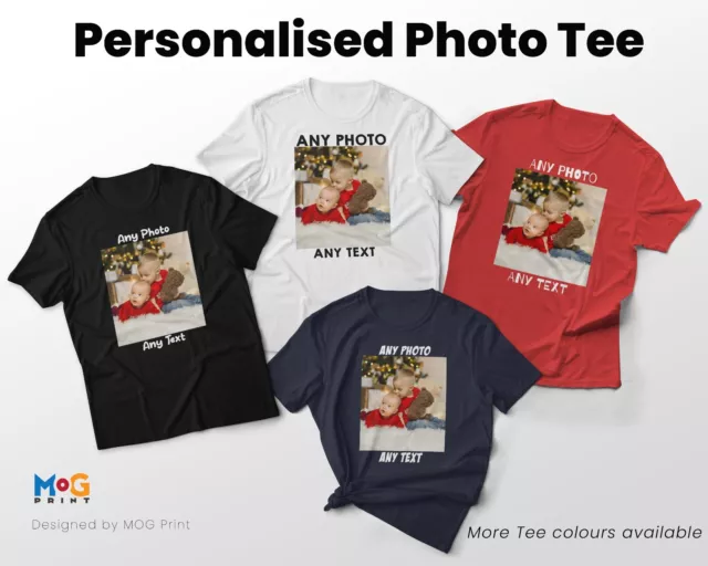 Personalised Photo & Text T-shirt Custom Printed Picture Hen Party Stag Birthday