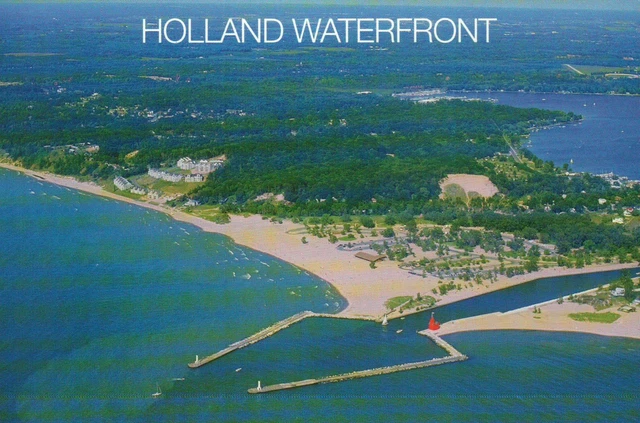 Holland Harbor, Michigan, Waterfront, State Park, Lake Macatawa, Aerial Postcard