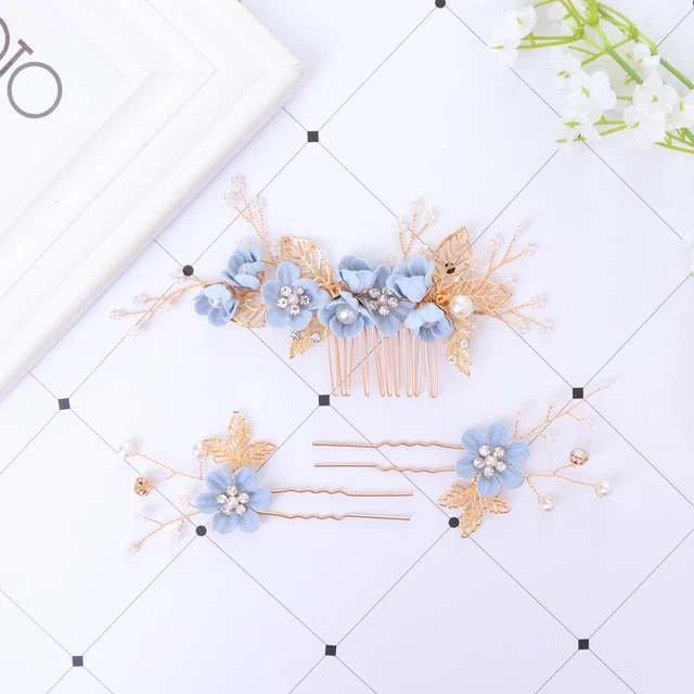 3 pz copricapi per la sposa pettine per capelli lato floreale signorina viola pizzo