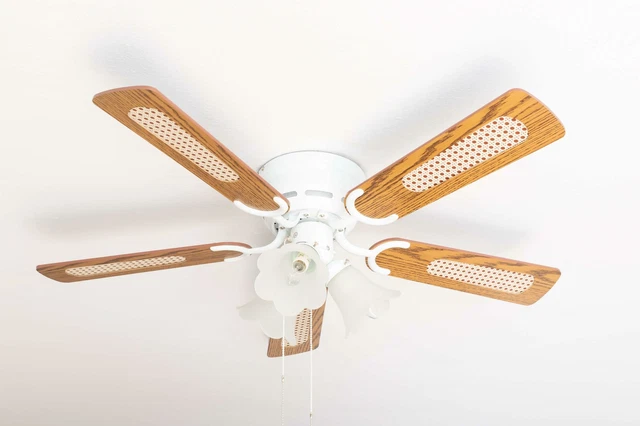 Ventilateur De Plafond Kisa Laiton – 105 Cm – Pales Blanc/érable – Tirette