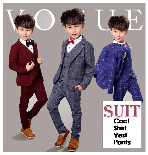 Abiti per ragazzo 4 pezzi abito da sposa ballo pagina ballo bambino festa formale 3 colori * regno unito
