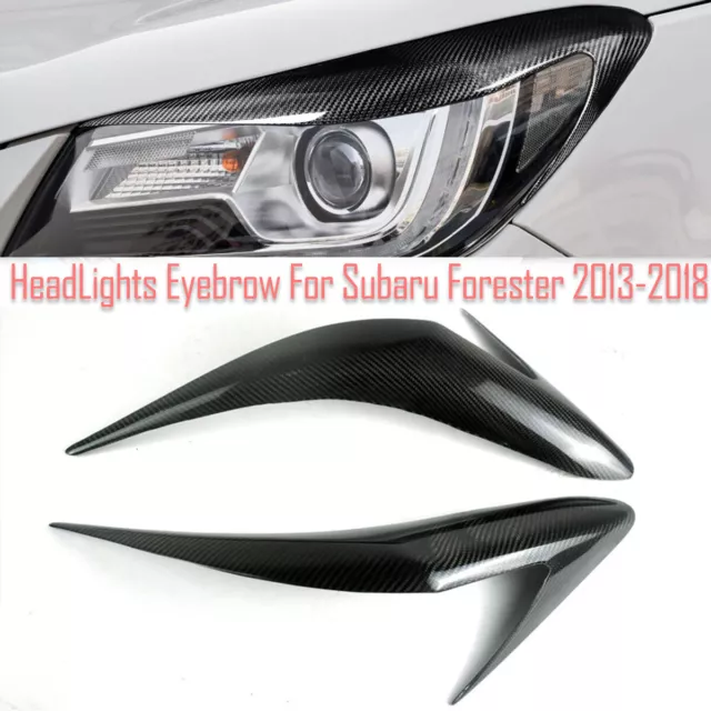 Carbon Fiber Eyelid Eyebrows Lids Headlight Trim Cover For Subaru Forester 13-18