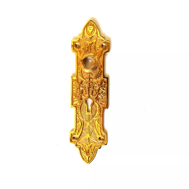 Pair of Solid Brass Deco Nouveau Door Plates - The Vermont