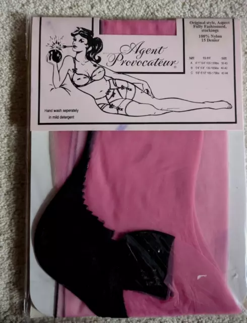 Agent Provocateur Pink And Black Seamed Stockings Size B