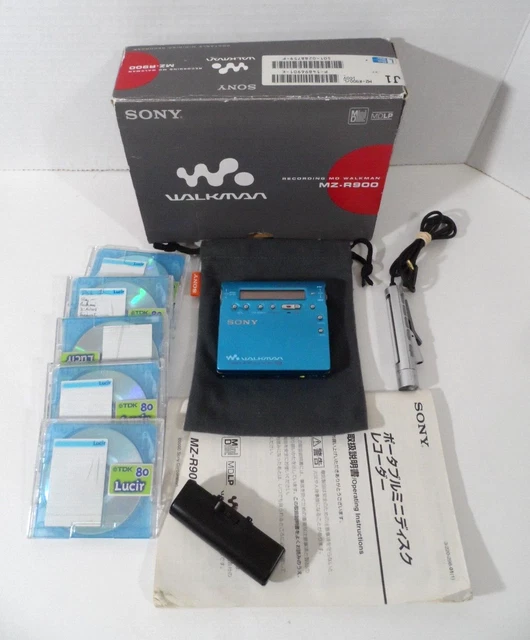 SONY MZR900 RECORDING MD MiniDisc Walkman (BLUE) WORKS/READ 139.95