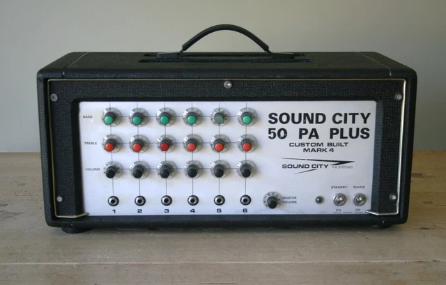 Vintage 1970s Sound City 50 PA Plus Mk4 EL34 Valve Amplifier Head Dallas Arbiter