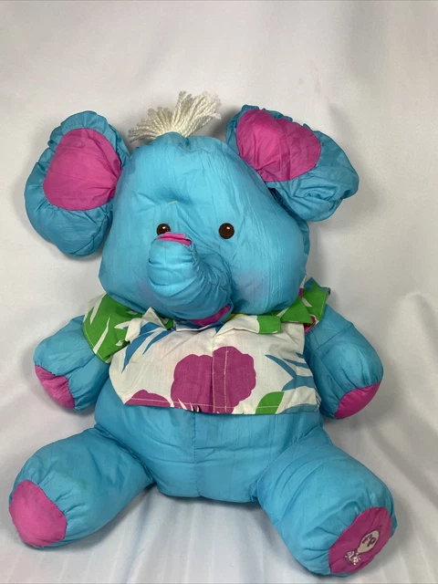 Vintage Puffalump Elephant Plush 1987 Fisher Price 8052 Hawaiian shirt blue