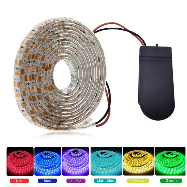 Caja de Botones Batería Alimentada Flexibles Luces de Cinta LED DC5V 2835 LED Luz de Estirpe 1M 2M