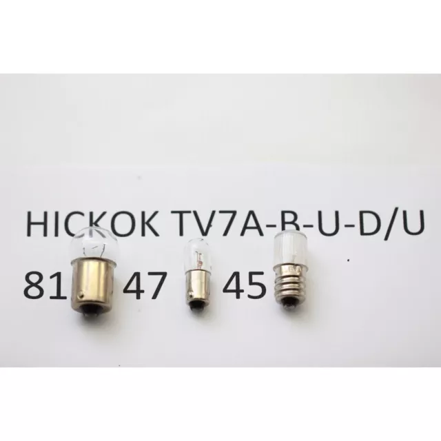 Hickok Tv7-A Tv7-B Tv7-U Tv7-D/U Tube Tester Set Bulbs: 81, 47, 45. Rca30/2