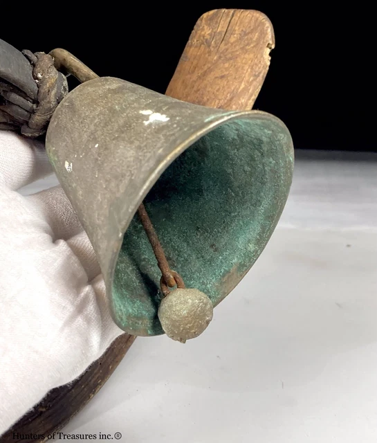 Antique Burmese Water Oxen Bell Wood Arch Bronze Buddhist Bell Burma Asian 1800s 6