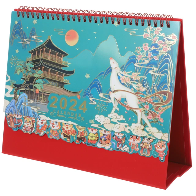 2024 CALENDARIO DA scrivania ornamenti desktop stile cinese drago anno