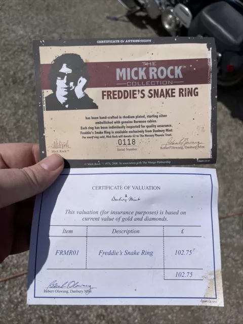 Freddie Mercury Mick Rock Snake Ring Replacement Certification Queen Danbury Min