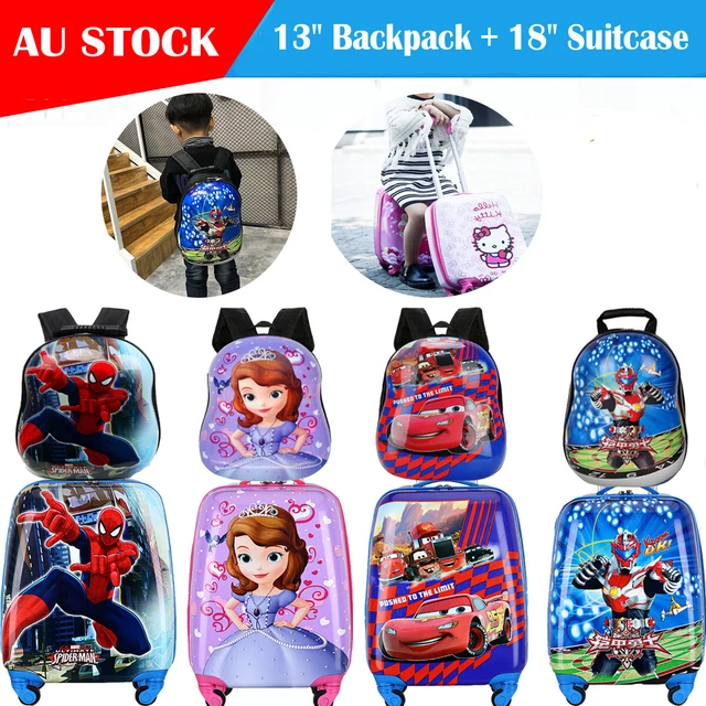 2PC Kids Luggage Set 18"Suitcase & 13" Kids Backpack Travel Rolling Carry On Bag