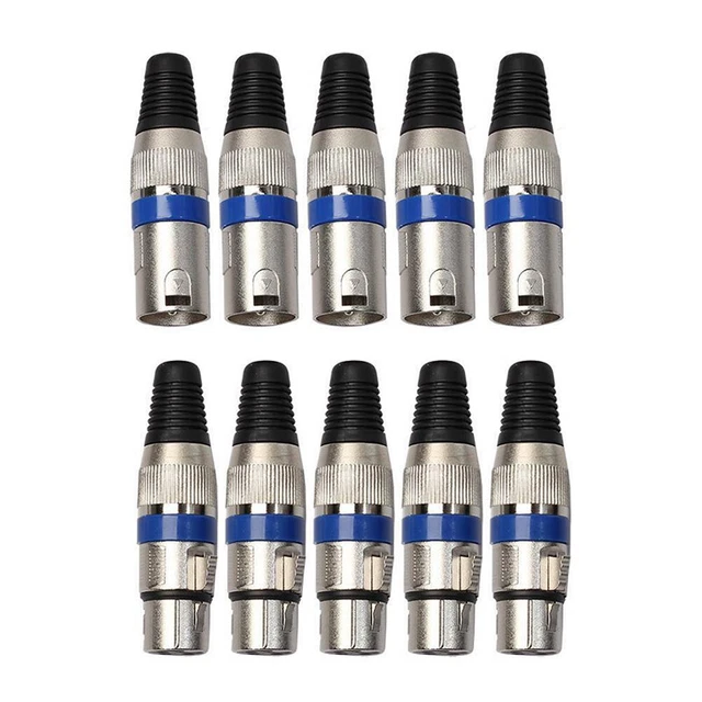 10x XLR 3Pin Male & Female MIC Jack Plug Audio Microphone Wire Cable Connecto-@-