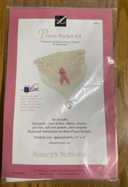 Pocket Prayer Kits Nancy's Notions Sew For The Cure Lace Charms 4" x 3.35"