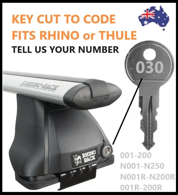 For Thule or Rhino Roof Rack key Ski Bike, Roof Pod Lock Key to Code Number