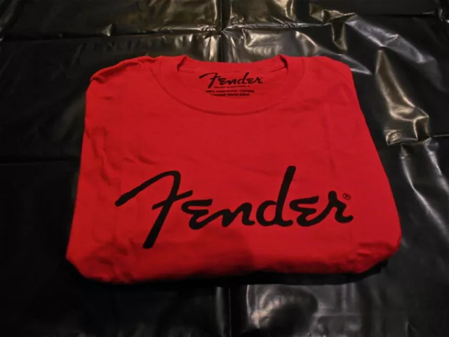 Fender Spaghetti Logo Tee Shirt Red Large