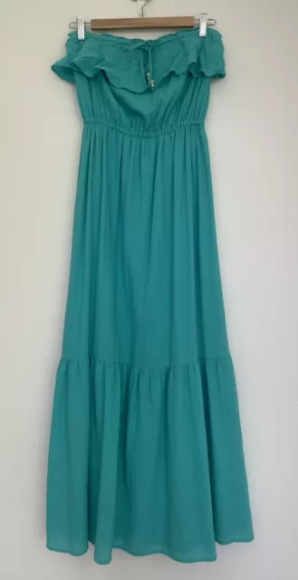 Juicy Couture Turquoise Ruffled Strapless Maxi Dress - Size Small