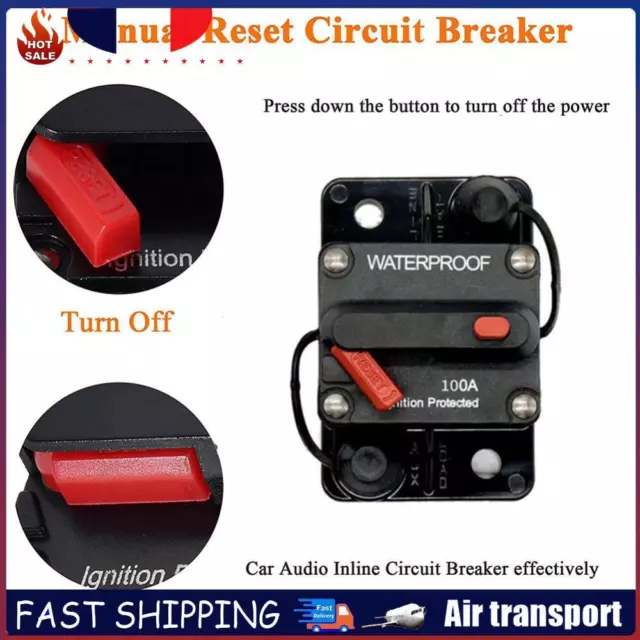 DC 12-42V Automatic Circuit Breaker Fuse Reset for Car Boat Yacht RV (100A) FR