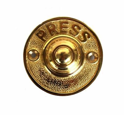 Press Letters Solid Brass Old Antique Style Round Retro Door Bell Push Button