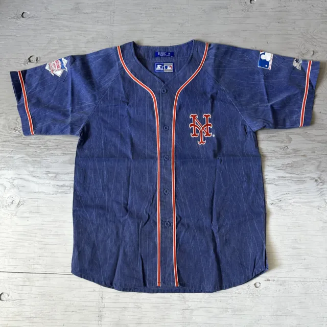 Vintage 90s Starter MLB New York Mets Button Down Baseball Jersey Size Medium