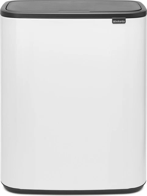 Poubelle De Cuisine Brabantia Bo Touch Bin 2x30L - Blanc Inox, Neuve Compartiments