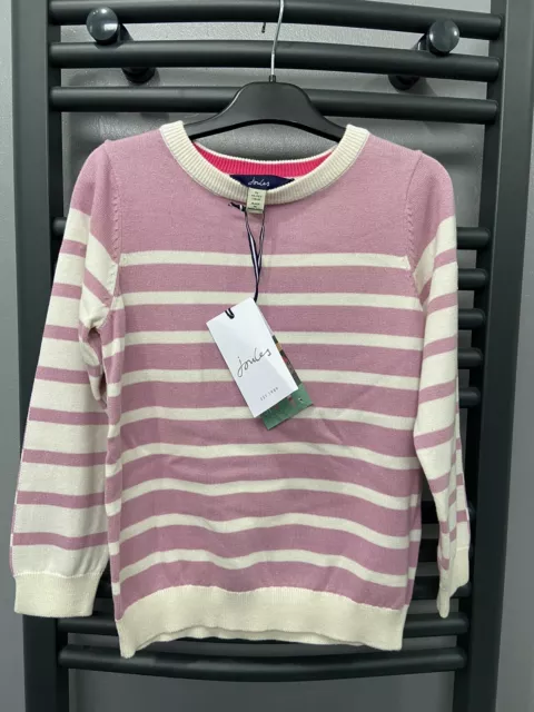 Joules Girls Jumper Age 6 Pink Cream Stripe 🌟NEW🌟 5-6 Years