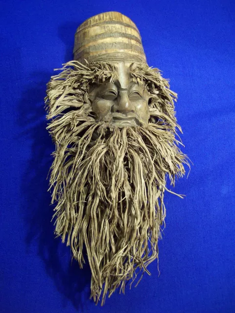 Mint Vintage Bamboo Root Face Carving Chinese Longevity Tree Spirit Japan Clean