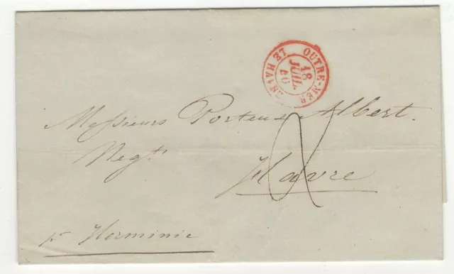 LOT M64/LETTRE DE MONTEVIDEO DU 17 AVRIL 1840+Cad OUTRE-MER LE HAVRE 18 JUIL. 40