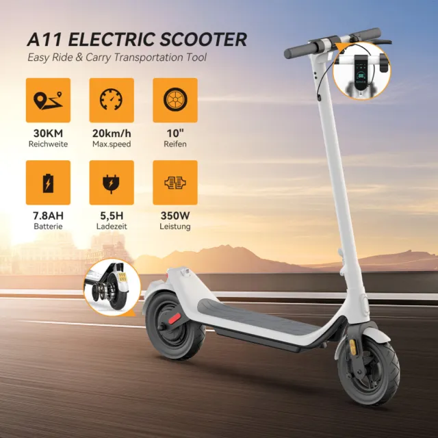 10" Elektro Roller 350W mit Straßenzulassung ABE Elektroroller EScooter bis 30km