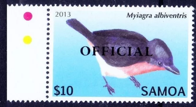 Samoan flycatcher, Birds, Samoa 2013 MNH Overprint