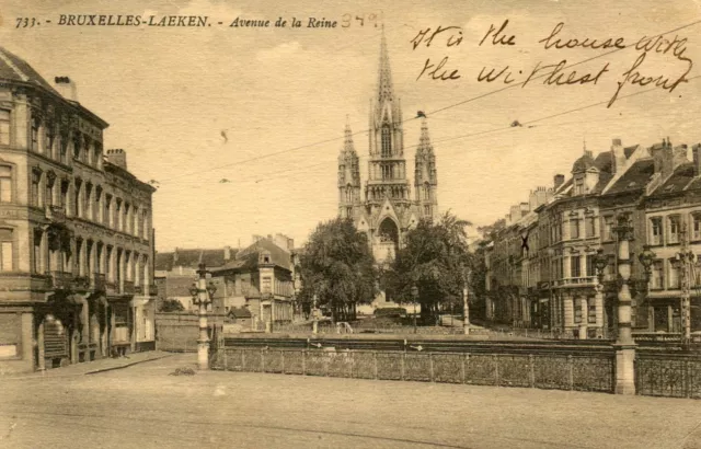 Belgique Bruxelles-Laeken - Avenue de La Reine Vieux Sépia Carte Postale