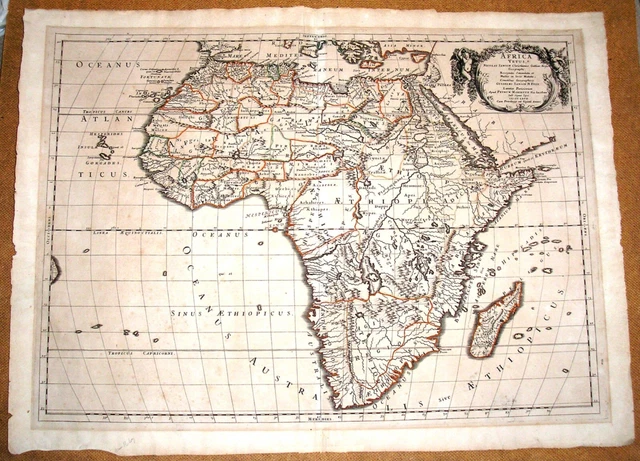 Rare Original 17th Cent Africa Vetus 1657 Map (Ancient Version) Nicholas Sanson