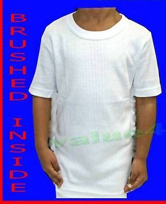 Boys Girls Kids Thermal Warm Brushed Short Sleeve T-Shirt Vest White Hot