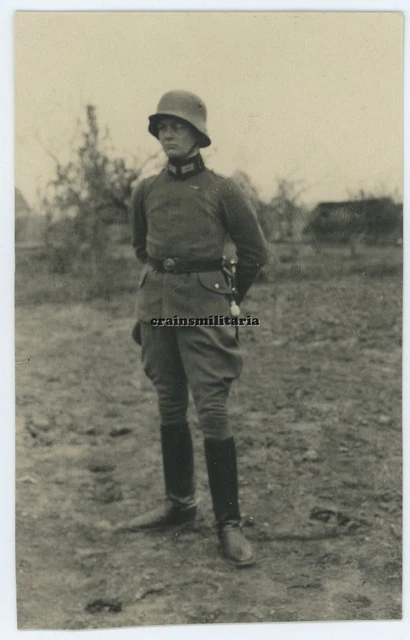 Orig. Foto Portrait RIR.236 Offizier Stahlhelm DAMERY Roye Somme Frankreich 1918