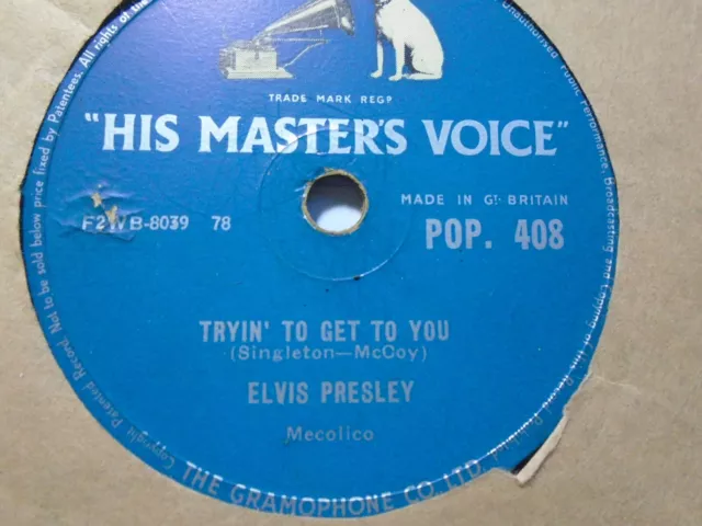 Elvis Presley 78 shellac record Tryin' To Get To You/Lawdy, Miss Clawdy 1957 HMV