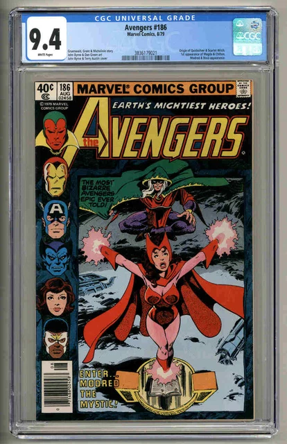 Avengers #186 Cgc Nm 9.4 1979 Marvel Comics White Pages Origin Scarlet Witch
