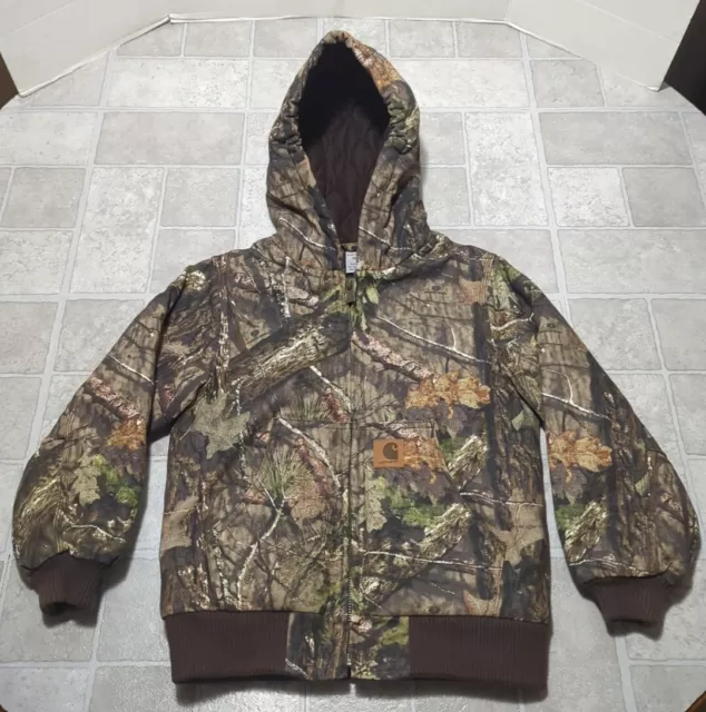 Carhartt Hooded HUNTING Jacket Coat Mossy Oak Boys Size XS 6 Camo Insulated