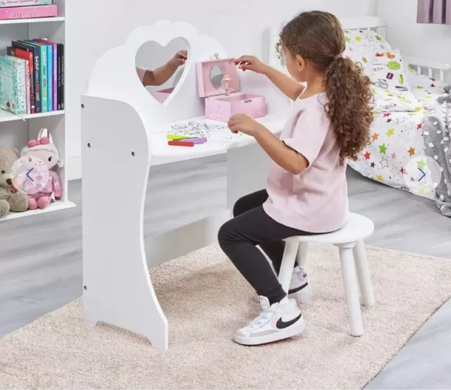 DISERTATO toeletta bambini sgabello sedia bianca cuore regalo bambina bambini bellezza