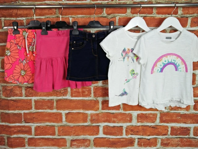 T-Shirt Bambina Pacchetto Età 4-5 Anni M&S Next Cherokee Gonna Denim Set Bambini 110Cm