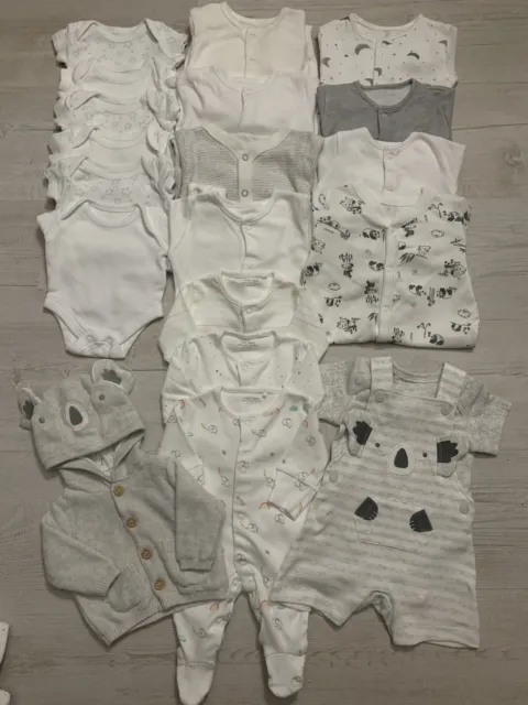unisex baby bundle 0-3 Months girl boy next sleepsuit Babygrow White Neutral