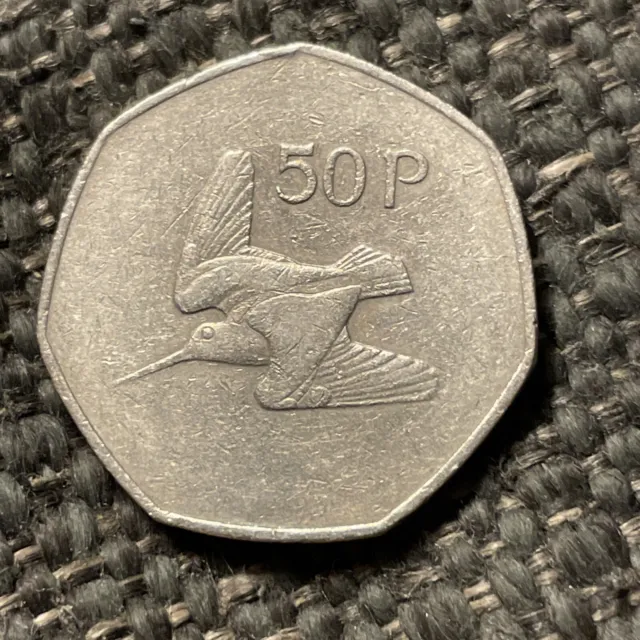 Irish 1978 50 Pence Ireland Woodcock Bird And Harp Coin