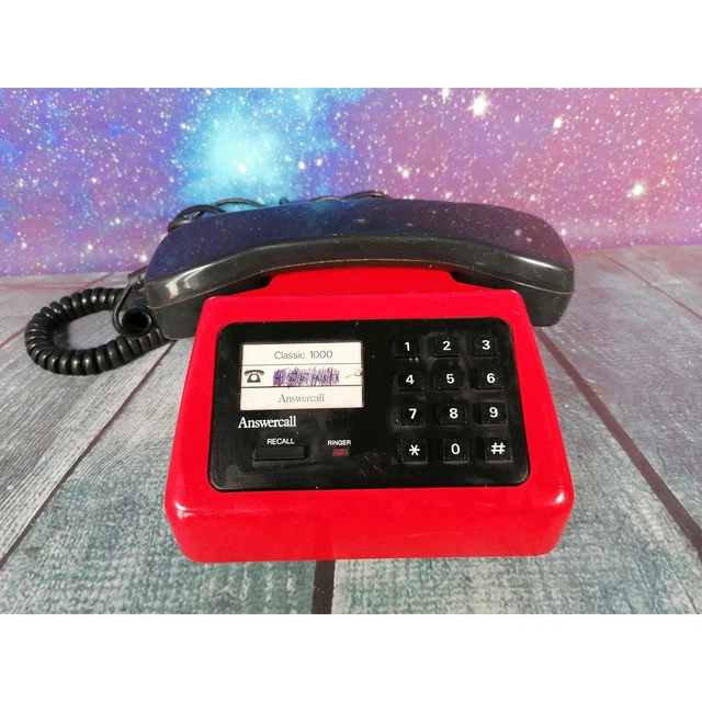 Answercall Classico 1000 Telefono Rosso E Nero con Filo Vintage 90s