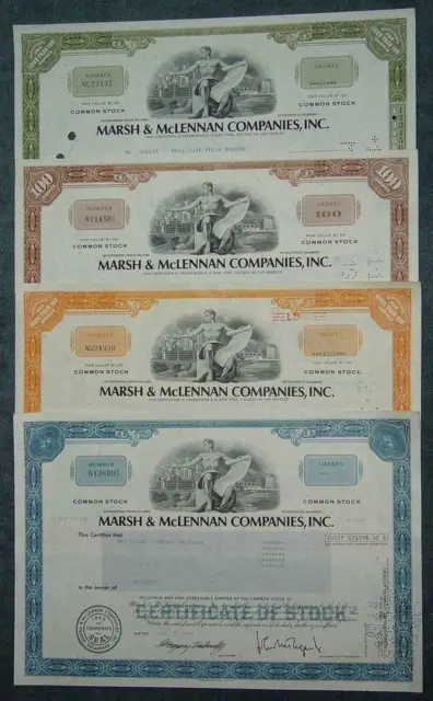 Lot 50 X Marsh & McLennan Companies, Inc. 1970er 4 verschiedene Ausgaben