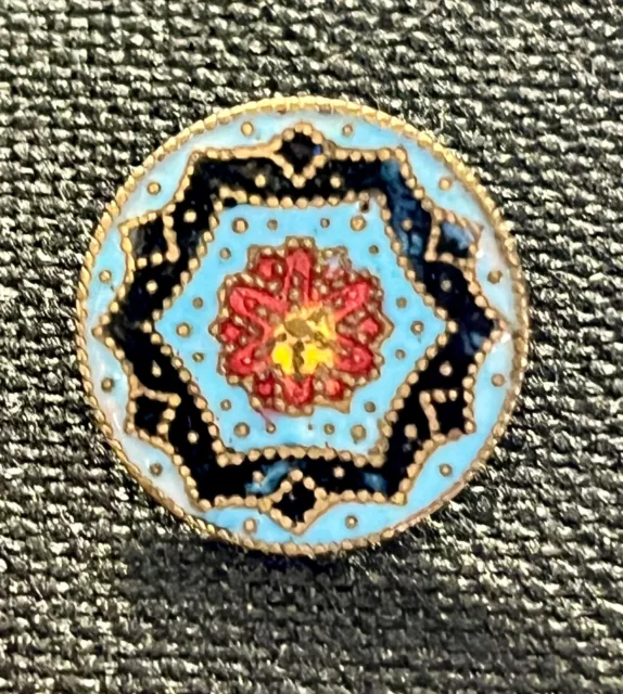 Antique Champleve Enamel Button