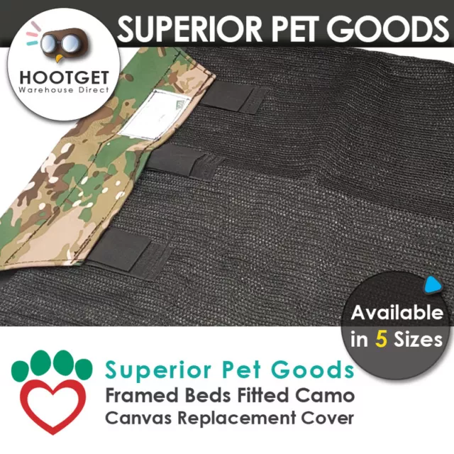 Superior Pet Goods Camo Canvas Raised Dog Bed Replacement Cover- XS,S,M,L,XL